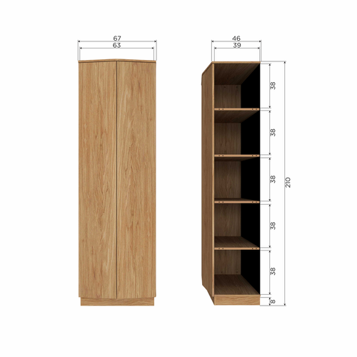 WOOOD hoge kast 67 cm Zuma - Eiken (fsc) - Transparant - 210x67x46 cm - vtwonen shop