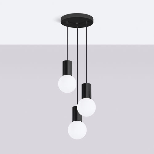 Sollux Lighting Hanglamp HALO 3P zwart - 25x25x125cm