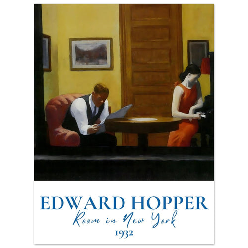Artfulprints  Edward Hopper - Room in New York   poster 30x40 cm - vtwonen shop