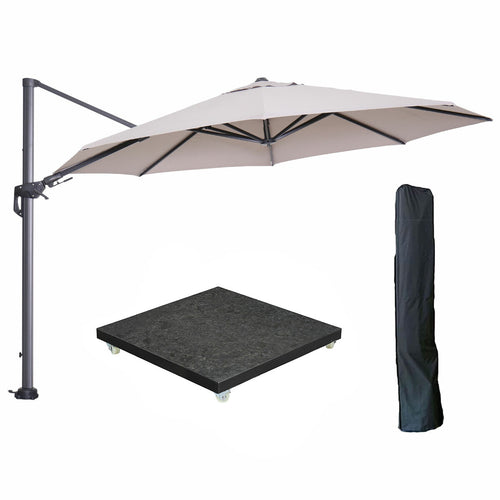 Garden Impressions zweefparasol Hawaii zand 350x350 cm + 90 kg voet en hoes