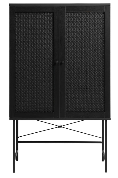 Rebellenclub Wandkast Berley - Zwart met Rattan