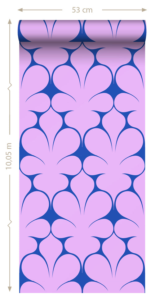 ESTAhome behang retro ornamenten paars en blauw - 50 x 900 cm - 131562 - vtwonen shop