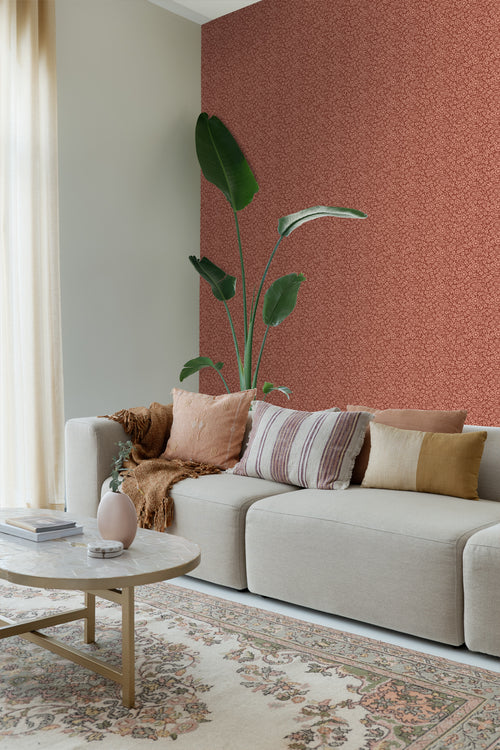 ESTAhome behang bloemetjes terracotta - 50 x 900 cm - 131671