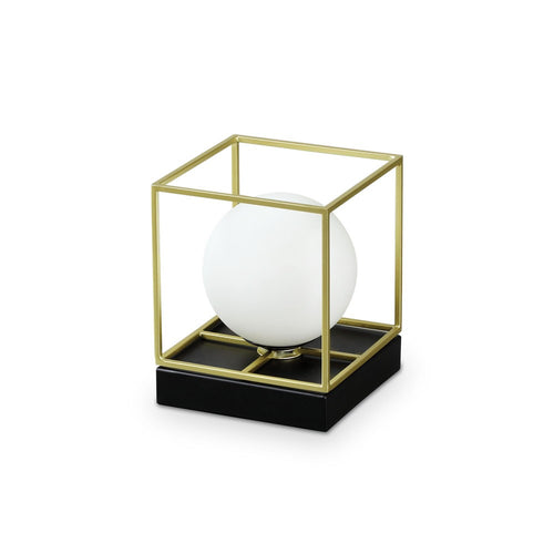 Decoratieve kubus grote tafellamp messing satijn, G9