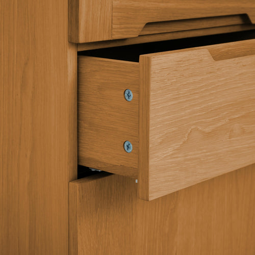 Furnhouse vitrinekast Kerteminde - Natuurlijk eikenhout - MDF, Eikenfineer, Glas - 45x124x146