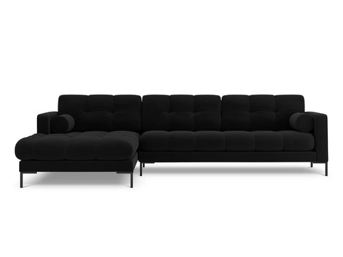 Cosmopolitan Design linker hoekbank Bali 5-zits, flueel, zwart - 185x293x75cm