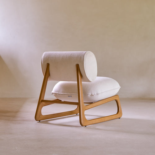 Tikamoon Fauteuil van massief teak en stof - Naturel