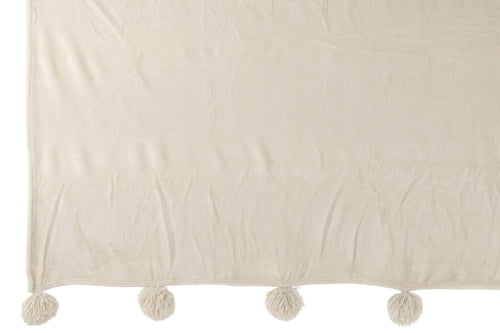J-Line plaid Pompon - polyester - beige/menthe - 170 x 130 cm