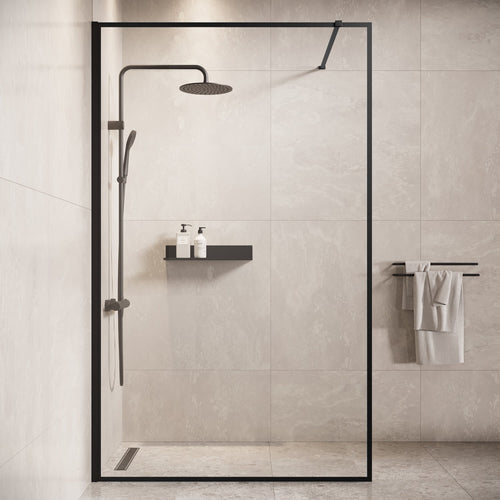Badplaats Douchewand Georgia 120 x 200 cm – Zwart – Inloopdouche 8 mm Veiligheidsglas