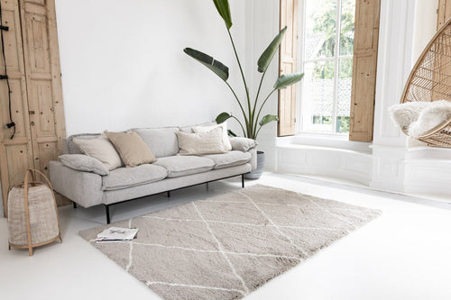 Interieur05 berber vloerkleed hoogpolig grijs/beige/zand/cream - scandinavisch - nea - 135 x 190 cm