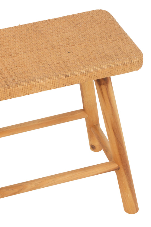 J-Line kruk Rechthoek - riet/sparhout - naturel - vtwonen shop