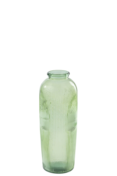 J-Line vaas Gestreept - glas - lichtgroen