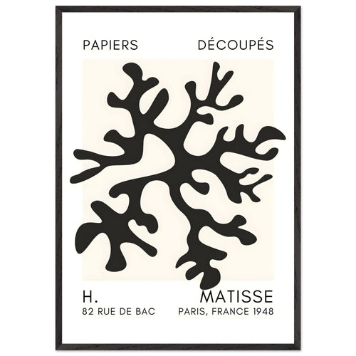 Artfulprints Poster met Lijst Matisse – Dreamy coral flower black   - 70x100 cm - Zwart