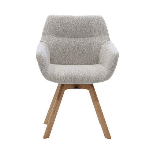 Giga Meubel Eetkamerstoel Loïs - Draaibaar - Stof/Eikenhout - Beige - Set van 2 - vtwonen shop