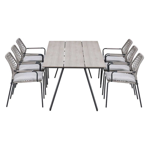 Garden Impressions Tuinset Natas sand 7-delig - Braga tuintafel 220x100 cm