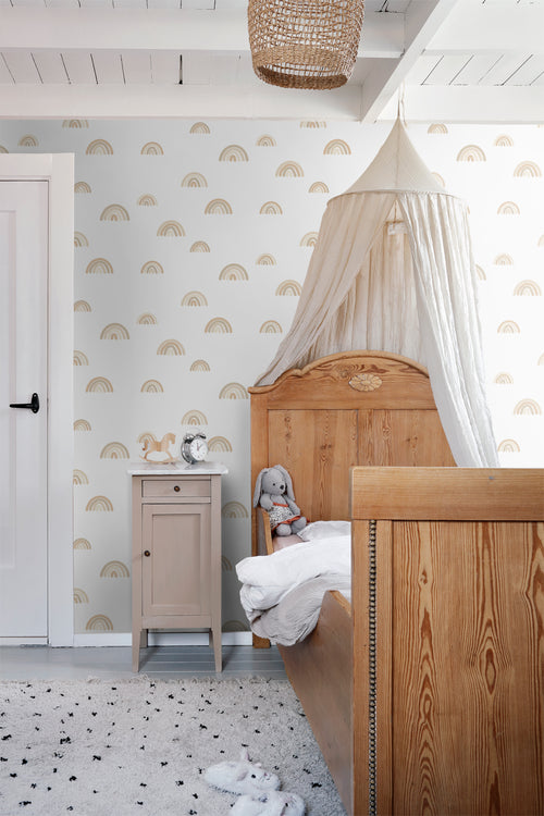 ESTAhome behang regenboogjes beige en wit - 53 cm x 10.05 m - 139684 - vtwonen shop