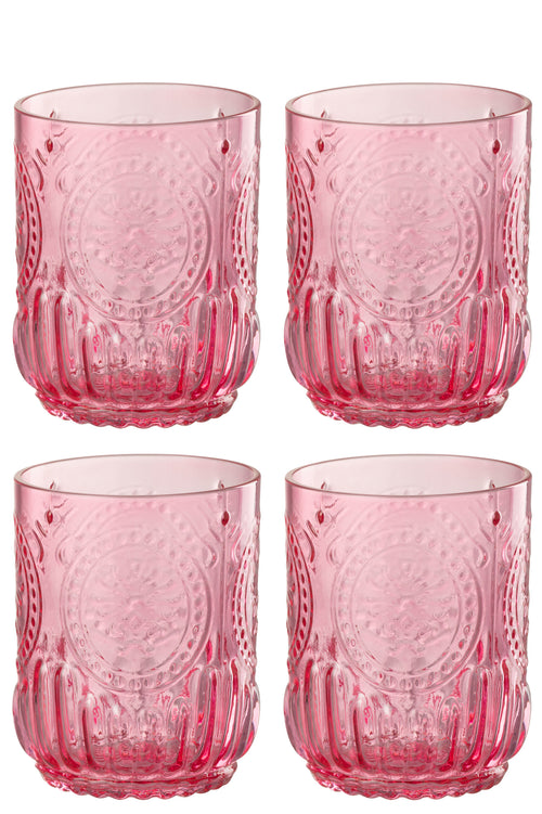 J-Line drinkglas Maya - glas - roze - giftbox van 4 - vtwonen shop