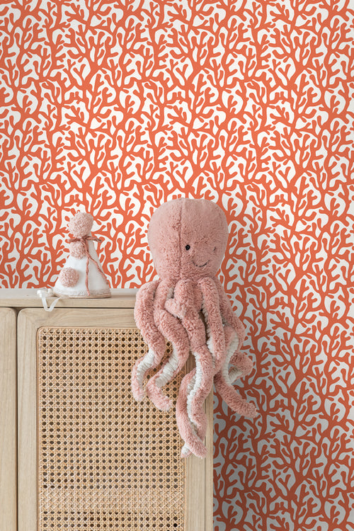 ESTAhome behang koraal oranje en wit - 50 x 900 cm - 131013 - vtwonen shop