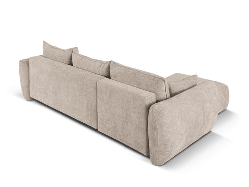 Cosmopolitan Design Uitklapbare hoekbank links met opbergdoos Matera 4-zits, chenille, beige - 173x253x86cm
