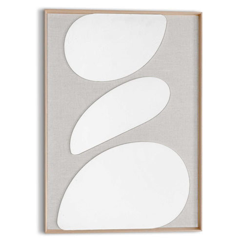 Reinders Organic Pebbles Linen schilderij 3d art -  beige - woonkamer - 70x50cm