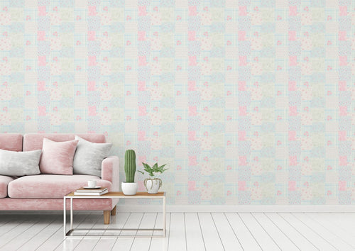 Livingwalls behang bloemmotief blauw, roze, wit en groen - 53 cm x 10.05 m - AS-390661