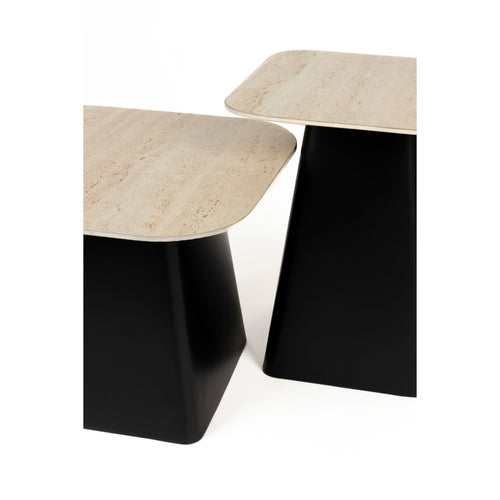 Housecraft Living Baru Bijzettafel Travetin Look - Set van 2