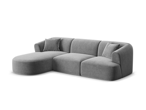 Cosmopolitan Design Modulaire hoekbank links Campi 4-zits, flueel grijs - 156x256x70cm