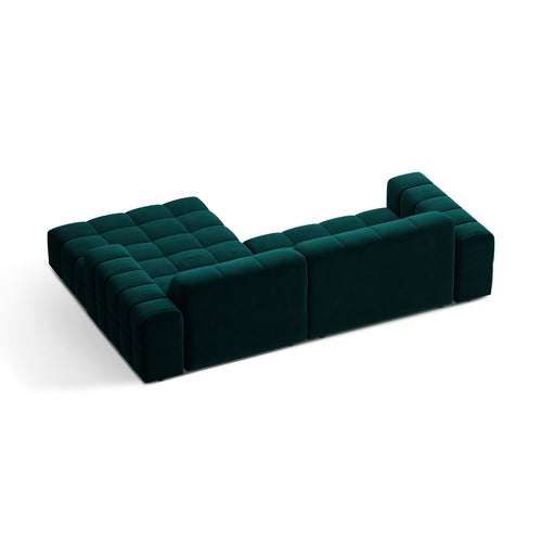 Cosmopolitan Design - Rechter hoekbank Chicago 3-zits, flueel diepe olie - 167x234x78cm