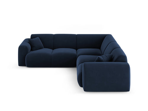 Cosmopolitan Design Hoekbank Nolio 5-zits, flueel koningsblauw - 252x252x72cm