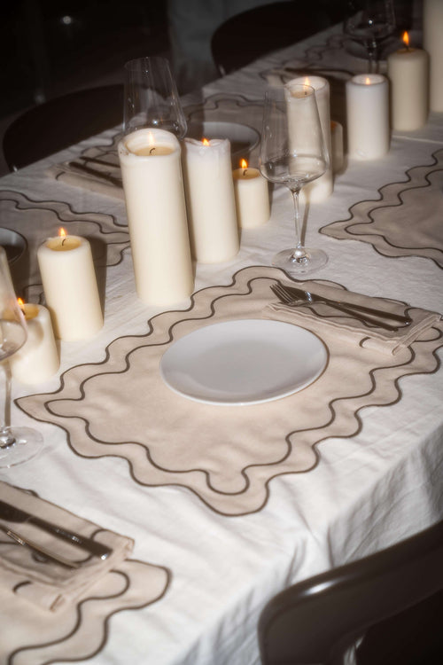 Kulu Club placemats Wavy - linnenmix - beige - set van 2 - vtwonen shop