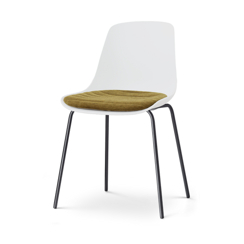 Nolon Nora-Liv eetkamerstoel wit met mosgroen zitkussen - zwart onderstel