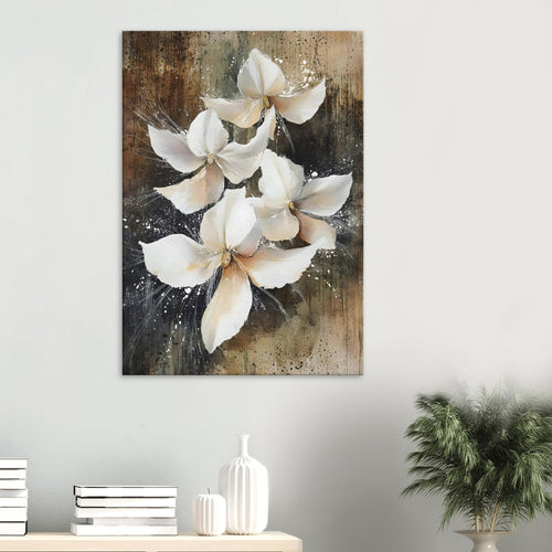Artfulprints Canvas Vintage white blossoms canvas - 60x90 cm - Wit