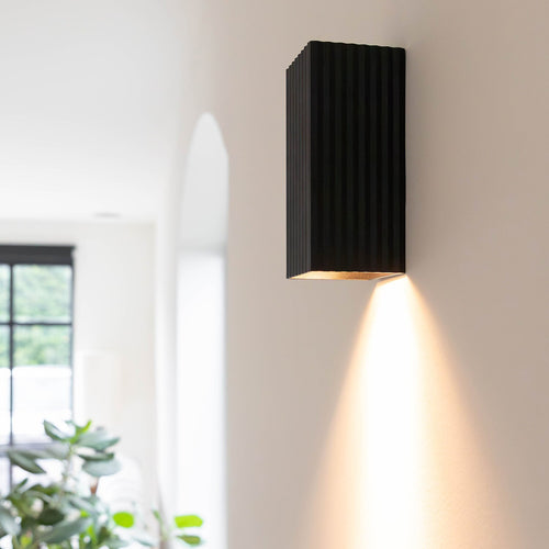 Atmooz wandlamp Ribble rechthoek - zwart - Ø 8 x H 18 cm - GU10