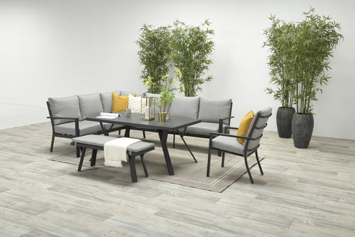 Sergio aluminium lounge-diningset - 8-persoons - rechts - grijs