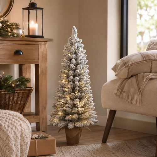 Black Box Trees Gerlos Kunstkerstboom met Verlichting - Kunstboom H90 x D41 cm - Kunst Kerstboom met Besneeuwde Takken - Kerstdecoratie voor Binnen -