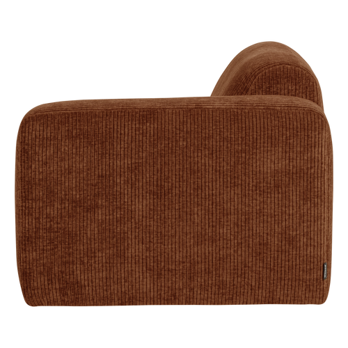 WOOOD 1-zits bank arm rechts Mojo Base - Ribstof - Roestbruin - 74x105x97