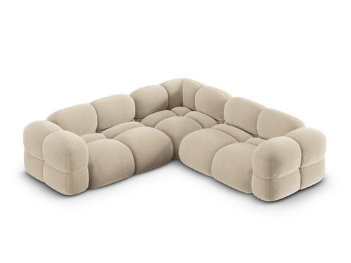 Cosmopolitan Design Hoekbank Loretto 4-zits, flueel lichtbeige - 250x250x68cm