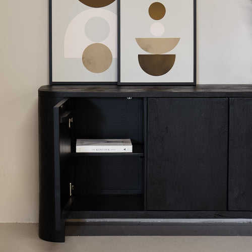 Giga Meubel Dressoir Mitchel - Mangohout - Zwart - 150cm - vtwonen shop