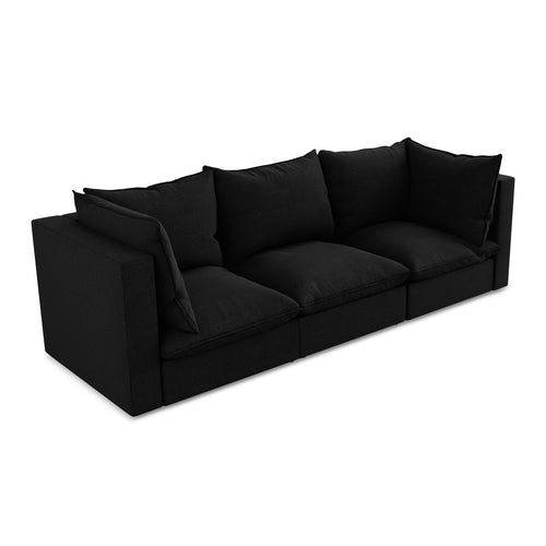 LaMiaSofa 3-zits bank Ravenna - bouclé - zwart - 255x90x77