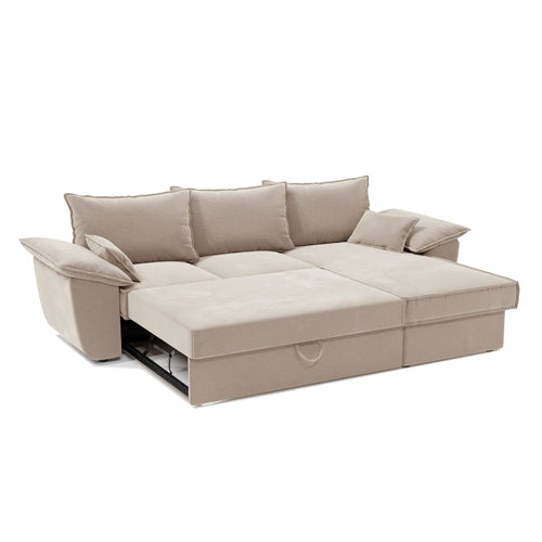 Sia Home - Hoekbank rechts SASHA - Fluwelen stof - Beige - 257cm - vtwonen shop