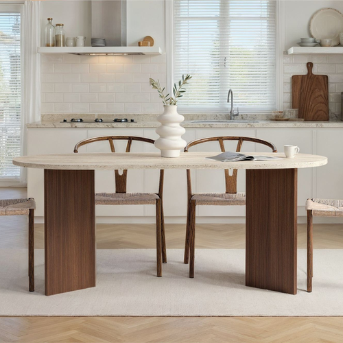 Calicosy - Eettafel met afgeronde randen SABLE - 89,5x180x75 cm