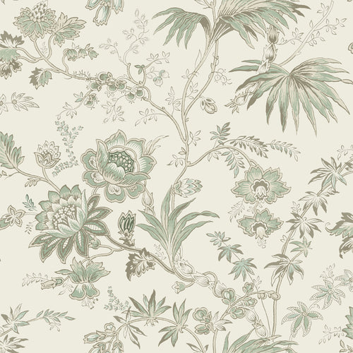 ESTAhome behang vintage bloemen crème en vergrijsd groen - 53 cm x 10.05 m - 139400