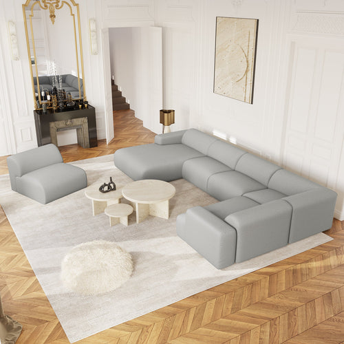 Sia Home - Panoramische bank MYRA - kruisweefsel lichtgrijs 354cm