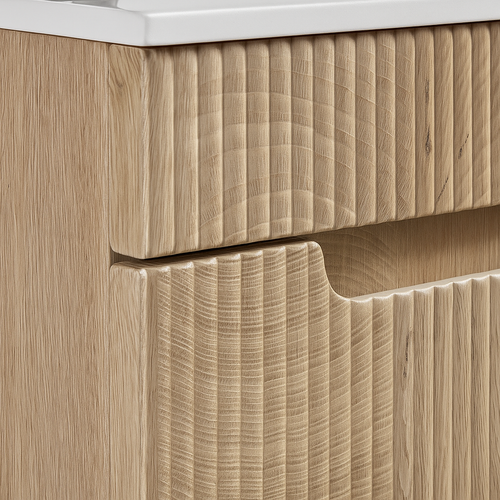 Badplaats Toiletmeubel Thermis 40 x 22 cm – Licht Eiken – Fonteinmeubel met Witte Wastafel