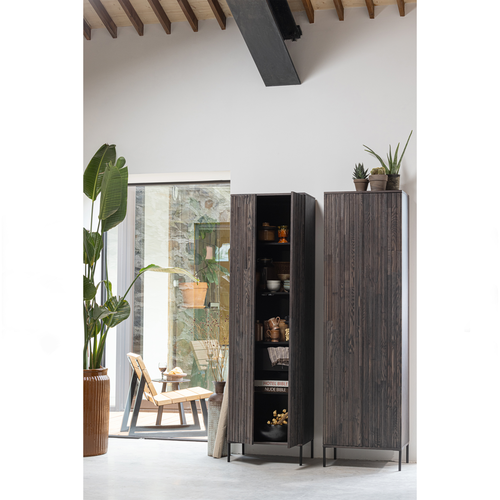 WOOOD hoge kast New Gravure - Essen - Espresso - 210x60x42 - vtwonen shop