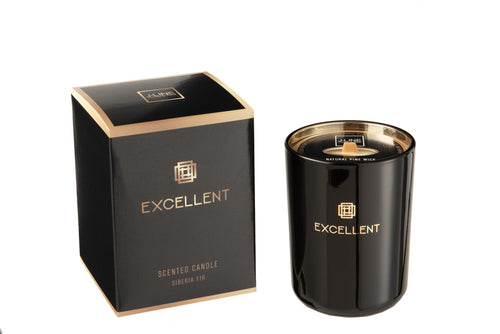 J-Line geurkaars Excellent - Siberia Fir - glas - zwart - small - 50U