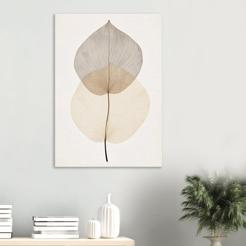 Artfulprints Canvas Japandi - Leaf canvas - 60x90 cm - beige