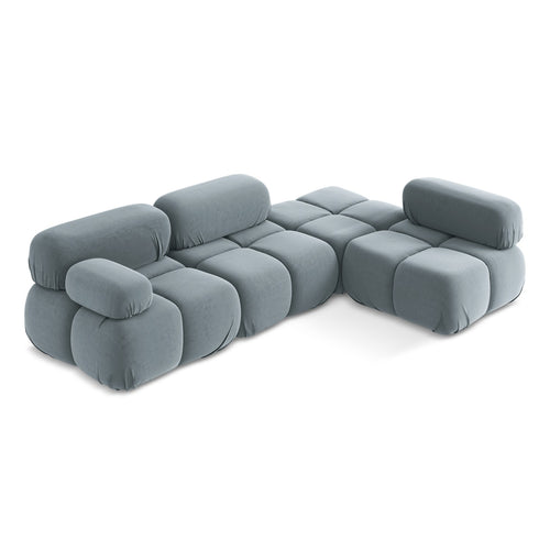 LaMiaSofa hoekbank rechts Sanremo - velours - lichtblauw - 285x190x70