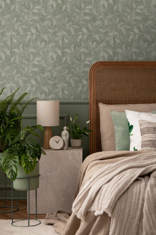 Borastapeter behang bladeren vergrijsd groen - 53 cm x 10.05 m - 660276 - vtwonen shop