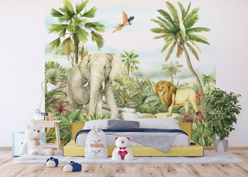 Sanders & Sanders fotobehang jungle dieren groen - 270 x 300 cm - 601187 - vtwonen shop